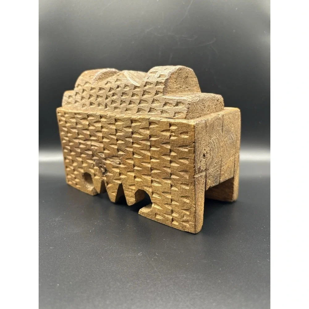 Antique Indian Hand-Carved Ritual Stash Box - Secret Sliding Lid - 1930s - 1950s